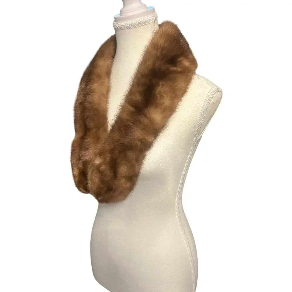Vintage Real Brown Mink Fur Stole — Plush, Classic Mid‑Century Luxury